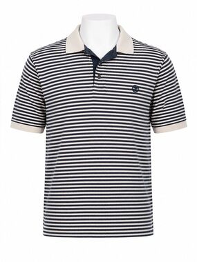 Size M Timberland Men’s‎ Performance Striped Polo Shirt Navy Cream Striped Golf